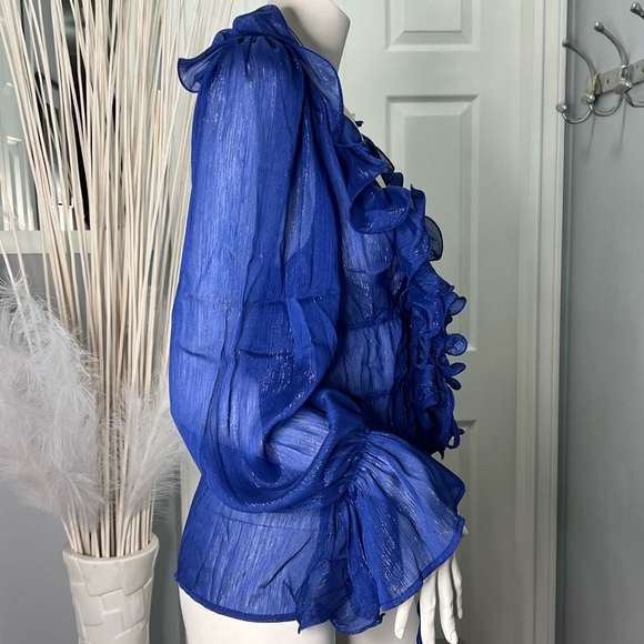 Blue Ruffle Top - Picture 3 of 5